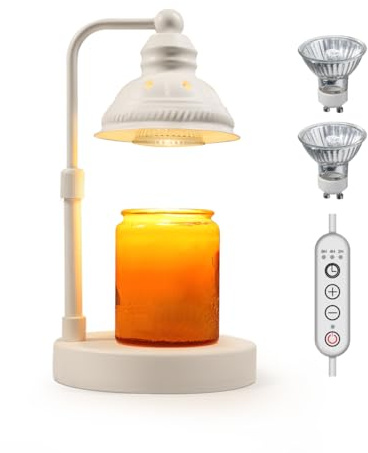 LIDORE Candle Lamp, Candle Warmer Lamp with Timer (White, No USB)