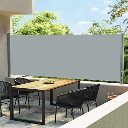 ARKEM Ausziehbare Seitenmarkise 600x160 cm Grau Markise Balkon Ohne Bohren Balkon Regenschutz