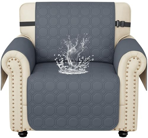 Ystyle Sofa Überzug 1 Sitzer Mit Armlehnen, Sofabezug Universal Wasserdicht, Wohnzimmer Antirutsch Waschbar Sofaschoner, Kratzfester Couch Überzug Für Haustiere Katzen Hunde, Dunkelgrau
