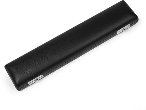Schwarze Leder-Querflöten-Tasche, tragbare Hülle für 16- und 17-Loch-Flöten (17 Löcher)