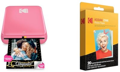 KODAK Step Stampante Fotografica Istantanea con Bluetooth/NFC, Tecnologia ZINK e App & ZINK - Carta fotografica, Formato 2x3, Confezione da 20 fogli