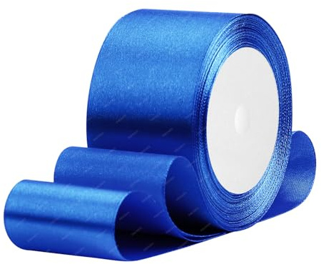 Blau Satinband 50mm x 22 Meters Stoffbänder für Geschenkverpackungen, Blumensträuße, Kunsthandwerk und Hochzeitsdekoration