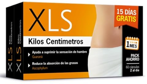 XLS Kilos Centímetros Pack Ahorro, Potente adelgazante, Pastillas para Adelgazar Muy Rapido, Quema Grasas Adelgazante Mujer y Hombre, Inhibidor de Apetito y Ansiedad, 60 comprimidos