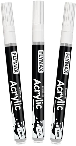 Weiß Marker Stifte 0,7mm – Permanent Marker Weiß Acrylic Wasserbasis WasserfestSchnelltrocknend Fein (3er Pack)