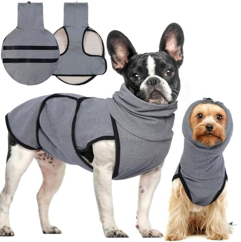 Hjyokuso Hundepullover Mit Beruhigender Kapuze und Ohrenschutz, Hundemantel Für Kleine, Mittelgroße und Große Hunde, Beruhigungsweste Für Ängstliche Hunde