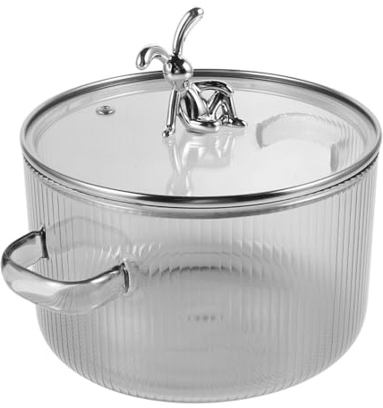 Zerodeko Pentola in Vetro a Tema Coniglio da 1500ml con Coperchio Trasparente, Facile da Osservare e Multifunzione per Cucina Quotidiana