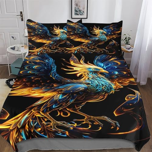 AAPZY Phönix Bettbezüge Mikrofaser Angenehme Bettwäsche 2 teilig - Weich & Bügelfrei Bettbezüge Mit Reißverschluss - Bettdeckenbezug Set Mit Kissenbezüge Single (135x200cm)