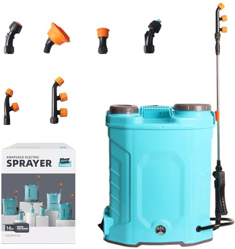 Pulverizador Eléctrico a Batería 16 litros Fumigador Mochila Bateria Portátile para Plantas Fumigador Mochila Pulverizador Bateria a Presión Regulable para Jardín y Agricultura 12V