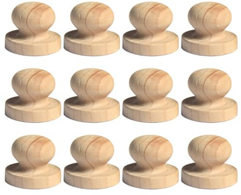 LALAFINA 12 Stück Holzstempelgriff Wachs Siegel Griff Rund 5cm Langlebig Handgefertigt Für Selbstgemacht Bastelbedarf