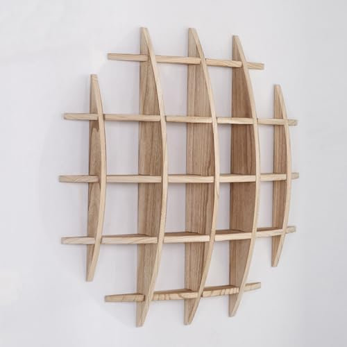 QTQHOME Kaffeetassen-Display, Wandmontage, Massivholz, chinesisches Kugelregal, Tassenhalter, Tassenhalter, Tassenregal für Wand, Wohnzimmer, Küche, Büro (90 cm, Holz-Multigrid)