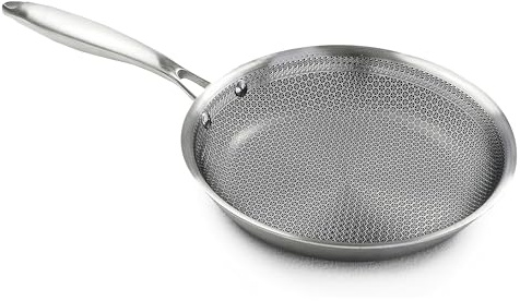 Homatz Induction Frying Pan All Hobs Compatible Frying Pan Nonstick Pan for Professional & Home Cooking (Stainless Steel, 30cm)