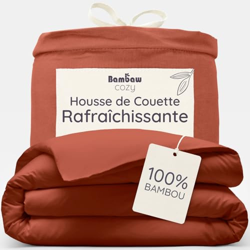 Bambaw Bambus Bettwäsche 135x200 cm, Bettbezug kühlend, 100% Bambus Deckenbezug, Bettbezug Sommer, hypoallergen, atmungsaktiv und hautfreundlich, Kuschel Bettwäsche 135x200 cm (Terracotta)