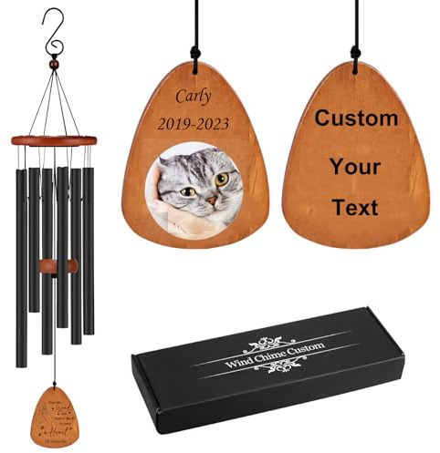 Personalisierte Haustier-Gedenkwindspiele für Hunde & Katzen - Individuelle Farbfoto Windspiele für Garten, Balkon - Mitfühlendes Beileidsgeschenk (65/80/95 cm)
