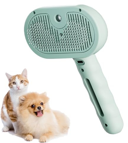 Cat Steamer Brush - Pet Grooming Steaming Comb, USB Rechargeable Hair Remover | Indoor Spray With 35ml Water Tank, Dog Shedding Tool, Gentle Supplies, Portable Steam Care Soft Depilatory Groomer