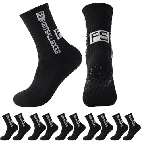 Betrynidil 6 Paires Chaussette Foot,Chaussette Antidérapante Foot,38-45 Football Socks,pour Football Basket Tennis Rugby Yoga Trekking (6 Paires Noir)