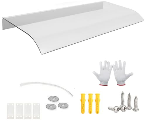 Marquesina para Puertas y Ventanas Exterior Toldo Cubierta Prueba de Lluvia Tejadillo de Protección Protección UV 90cm 400cm 380 cm 350 cm 330 cm Techado para Entrada Transparente(40x100cm)