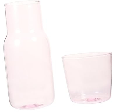TOYANDONA Jarra de Vidrio de Alta Borosilicato Resistente al Calor Jarra y Vaso Rosa para Uso Dormitorio Tetera Práctica para Agua Potable Segura y Fácil de Verter