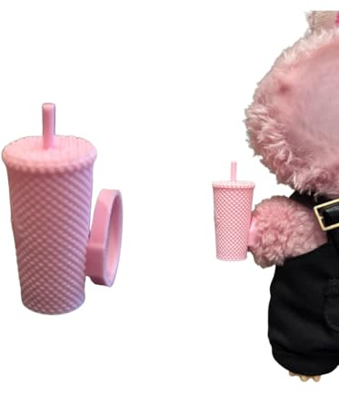 Accessoire décoratif pour poupée de 17 cm - Mini gobelet jaune - Excellent accessoire pour toutes les tenues, même pour les peluches (rose)