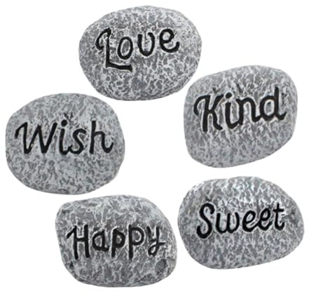 Hohopeti 5pcs Mini Bonsai Resin Decorative Stones Set for Garden and Aquarium, Small Reusable Flowerpot Pebbles and Landscape Rocks for Fish Tank and Vase Decor
