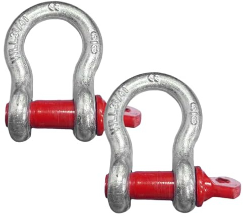 Eulihent 2 Stück Schäkel 3,25 t | Feuerverzinkter Stahl | Schäkel hochfest geschweift für Camping, Transport, Umlenkrollen & Lastenheben (WLL: 3,25 t)