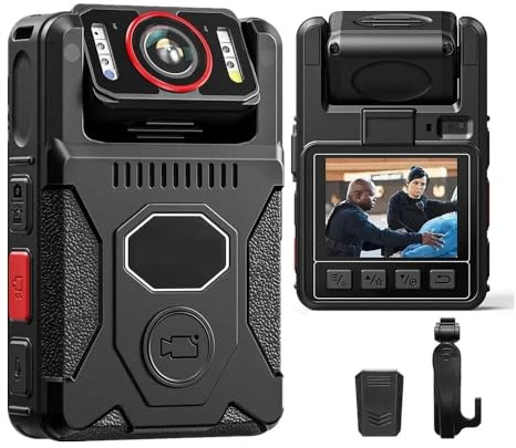 NGBFF Mini telecamera indossata sul corpo 4K, videoregistratore della polizia, telecamere con rotazione di 180°, 15 ore di registrazione, GPS Bodycam