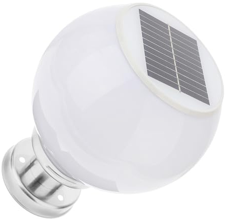 MAGICLULU Lámpara Solar para Poste Exterior, Iluminación Exterior Solar Redonda 20cm, Blanco, Acero Inoxidable, para Jardín y Parque Color Aleatorio