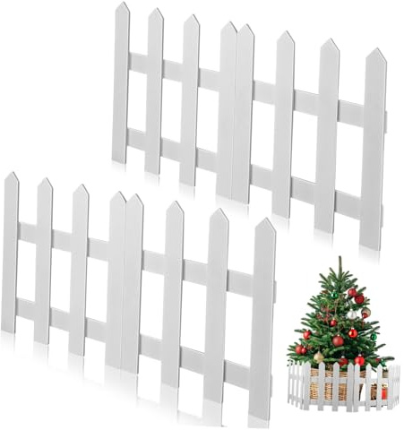 HEMOTON Recinzione in Legno Bianca 1,2 M per Decorazioni Albero di Natale e Giardino, Staccionata Miniatura Elegante e Solida per Feste Nuziali e Esposizioni Festive