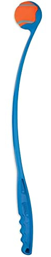 Unibos | Dog Ball Thrower | With Long Handle | Chase & Fetch Game | Hands Free Pick Up & Throw | Pet Exercise | Tennis Ball & Launcher Toy | Random Colour | Ball Included | UK - 64cm
