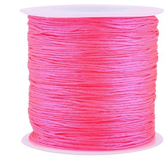 Nylonsnöre, Haofy 100 m x 0,8 mm, nylonsnöre, pärlstring, makramétrådkabel för gör-det-själv hantverk, armband/halsband/rattail, nylontråd, satinsnöre för smyckestillverkning, ljusrosa
