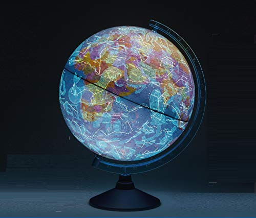 Exerz 21cm Globe Illuminated Cable Free LED Light - Physical Map (Day) - Consellation Globe (Night) - Light up globe (No interactive APP)