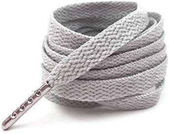 NoNo 1 Paar Schnürsenkel Sneakers Wandern Sport Stiefel mit Metallkopf Klassische Schnürsenkel 8mm Breite flache Schuhe Schnürsenkel Sneaker, 15 hellgrau, 150cm