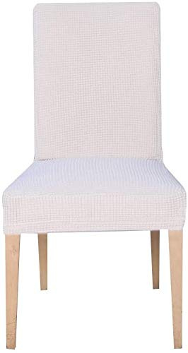 EBETA 4 Pezzi coprisedie con Schienale, Elasticizzato Copertura della Sedia, Copertura Fodera, Banchetto Sedia Sedile Slipcover Cerimonia di Nozze Posate da (Bianco Avorio, 4 Pezzi)