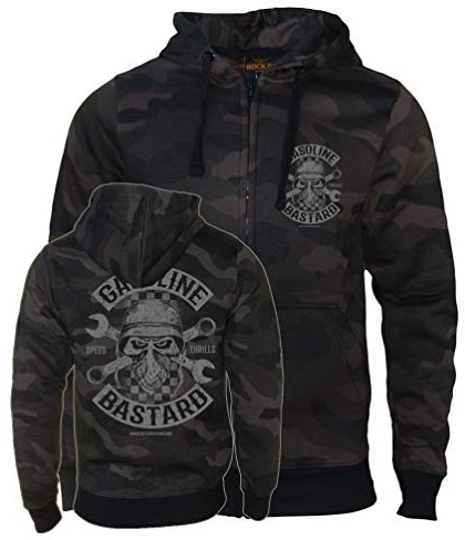 triton Gasoline Bastard I Giacca con Cappuccio Mimetica da Uomo I Felpa con Cappuccio con Zip Premium I Giacca da Motociclista I Taglie S-5XL Colore Mimetico Scuro S