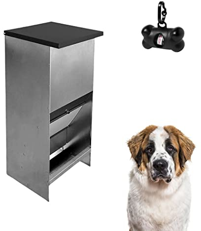 Comedero para Perros (Capacidad 67L / 48,2kg Aprox.) - Tolva para Perros Galvanizada Premium - Tolva Antipájaros y Anti roedores - Incluye expendedor de bolsitas