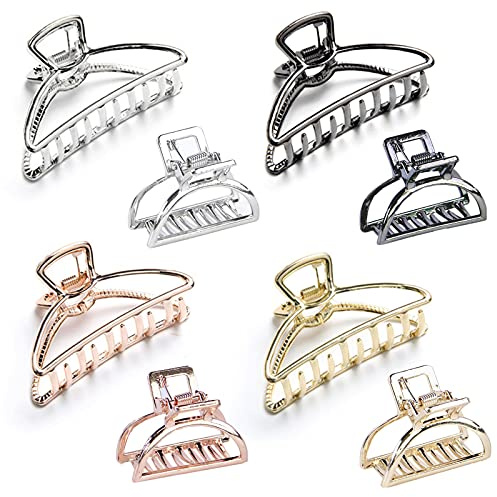 VEGCOO 8 Stück Metall Haarklammern, 4 cm Klein und 7,5 cm Groß Sichelförmige Haarspange, Rutschfeste Haarspange für Mädchen und Frauen