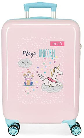 Enso Magic Unicorn Kabinentrolley, Rosa, 38 x 55 x 20 cm, starrer ABS-Kombinationsverschluss, seitlich, 34 l, 2 kg, 4 Räder, Handgepäck