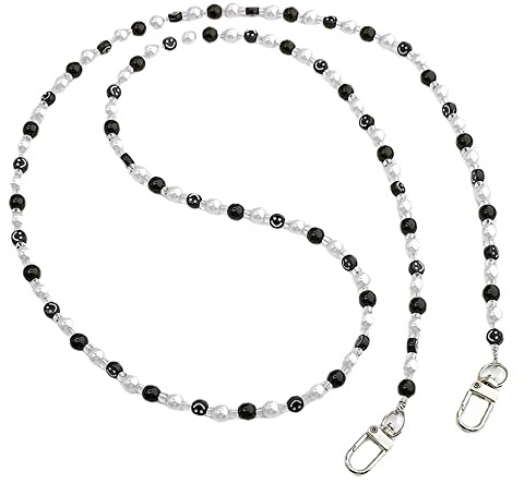 Duories Acryl-Smiley-Perlen Handykette Taschenkette, Handy Lanyard Hülle Anhänger Handgelenkschlaufe Kette Umhängeband Hängen Chain Perlen Telefon Trageriemen für Tasche