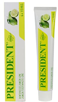 President DENTIFRICIO JUNIOR 6+ per bambini dai sei anni in su. Gusto Lime, anticarie, protegge gengive e smalto dei denti. Senza parabeni, SLS, allergeni e PEG - RDA 30-50 ml