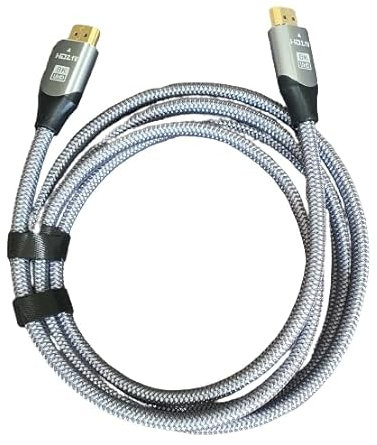 Cavo HDMI 8K ad alta velocità grigio 48 Gbps ultra alta velocità, supporta formati 3D e con canale di ritorno audio PS5/Fire TV/Roku TV/Playstation 5/Xbox Series X/Samsung/Sony/LG (cavo da 2 m)