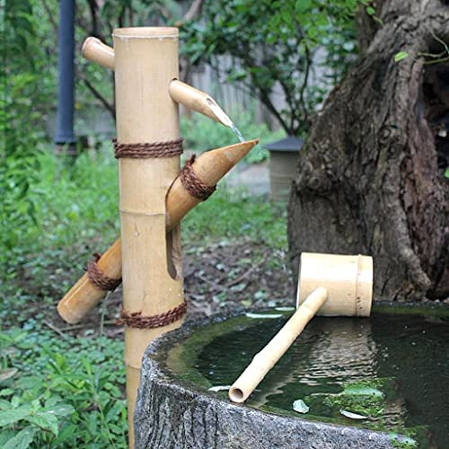 Fontana Zen Da Esterno In Bambù, Fontana Decorazione Del Giardino Giapponese Con Pompa E Cucchiaio Caratteristica Dell'acqua Di Bambù, Fatto A Mano
