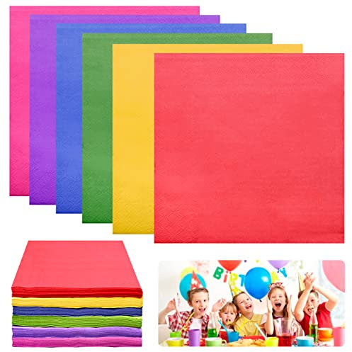 Servilletas de papel de colores, 120 piezas Servilletas de cóctel de boda Servilletas de papel para bebidas Mantel de cumpleaños de fiesta infantil, 33x33cm