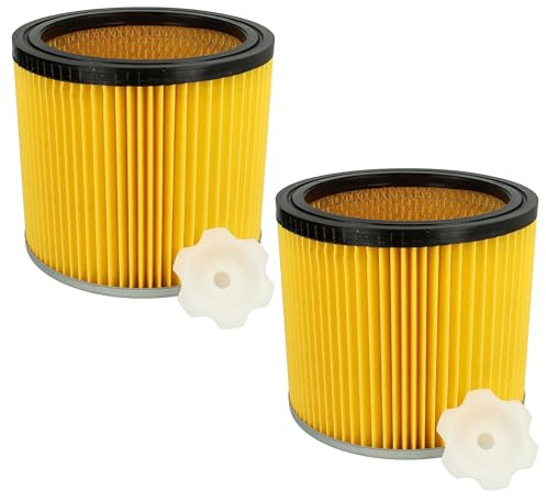 vhbw 2x Faltenfilter kompatibel mit Bosch PAS 1000 | GAS 12-30 F Professional, PAS 11-25 F, PAS 11-25 Staubsauger - Patronenfilter Gelb Schwarz Silber