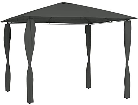 Homgoday Gazebo con Montanti Rivestiti 3x3x2,6 m Antracite 160 g/m², Gazebo da Giardino, Gazebo Ombrellone da Giardino Spiaggia Pesca Esterno Antivento per Arredo Giardino Terrazzo Ambienti