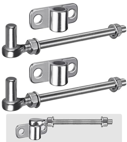 Insaga Torscharnier M12, 2er Schwerlast Gartentor Scharnier 16mm Kloben J-haken zu Bolzen mit Horizontal Augen Platte Edelstahl Zauntor Torangel Verstellbar zum Schraube für Hoftor/Holzzaun, 200mm