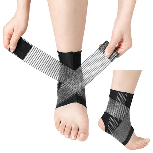 QKURT Chevillère pour Entorse de la Cheville,Chevillères Entorse Élastique,Chevillere de Maintien Sport pour le soulagement des douleurs,Chaussettes de Fasciite Plantaire vec Bande (1, Noir, 3XL)