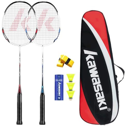 Badminton Racket Professional Graphite Shaft Badminton Set 2 Lightweight Shuttlecock Racquet for Training, Sports and Entertainment with 3 Shuttlecocks & 2 Overgrips & Carrying Bag