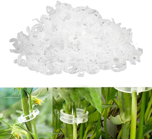 Hagmoo 100PCS Plant Support Clips,Tomato Plant Support,Plant Clips for Climbing Plants,Plant Clips for Climbing Plants Support Clips Garden Plant Supports (100, White)