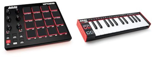 AKAI Professional MPD218 - USB MIDI Pad Controller and Drum Machine with MPC Pads, Assignable Knobs & LPK25 - USB MIDI Keyboard Controller with 25 Responsive Synth Keys