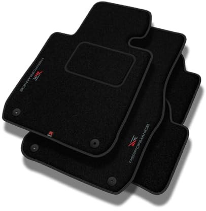 SMK Personalisierte Velours Fußmatten Auto passend für Volvo C30 2006-2012 - Standard, Perforiert, rot-grau -Präzise CNC-Stickerei, Design-Lochpaspel, Auto Fußmatten - Perfekt für Autofahrer und Autof