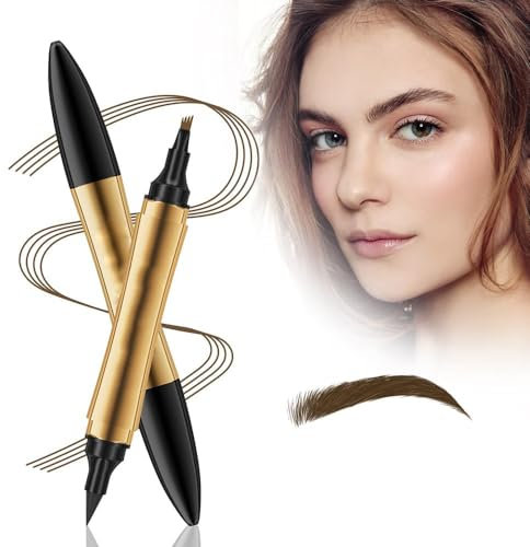 2 in 1 Magic 4 Spitzen Augenbrauenstift, Magischer Augenbrauenstift, 2024 Neuer wasserdichter 3D Microblading Natürlicher Augenbrauenstift Konturstift (Dark Brown)